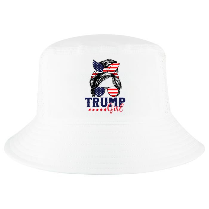 Trump Girl Messy Bun Trump 2024 Election American Flag Cool Comfort Performance Bucket Hat