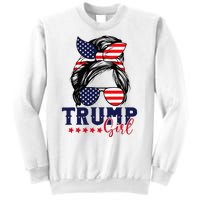 Trump Girl Messy Bun Trump 2024 Election American Flag Sweatshirt