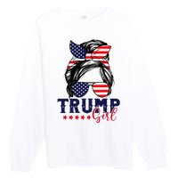 Trump Girl Messy Bun Trump 2024 Election American Flag Premium Crewneck Sweatshirt