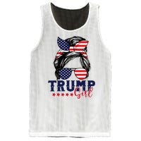 Trump Girl Messy Bun Trump 2024 Election American Flag Mesh Reversible Basketball Jersey Tank