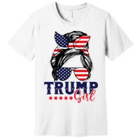 Trump Girl Messy Bun Trump 2024 Election American Flag Premium T-Shirt