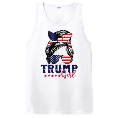 Trump Girl Messy Bun Trump 2024 Election American Flag PosiCharge Competitor Tank