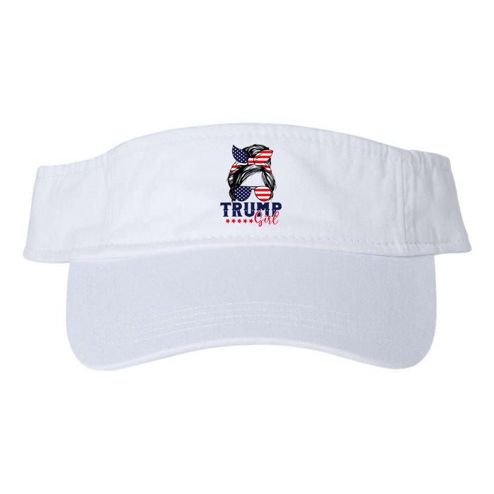 Trump Girl Messy Bun Trump 2024 Election American Flag Valucap Bio-Washed Visor