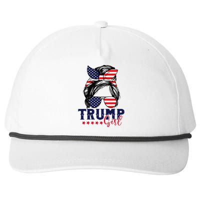 Trump Girl Messy Bun Trump 2024 Election American Flag Snapback Five-Panel Rope Hat