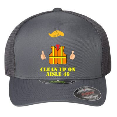 Trump Garbage Man Safety Vest Clean Up On Aisle 46 Trash Flexfit Unipanel Trucker Cap