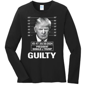 TrumpS Guilty Mugshot Ladies Long Sleeve Shirt