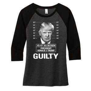 TrumpS Guilty Mugshot Women's Tri-Blend 3/4-Sleeve Raglan Shirt