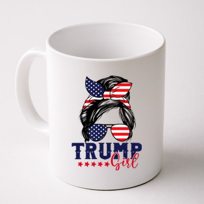 Trump Girl Messy Bun Trump 2024 Election American Flag Coffee Mug