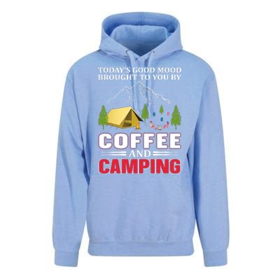 Today's Good Mood Brought To You By Coffee And Camping Unisex Surf Hoodie