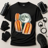Three Glizzy Moon Funny 3 Howling Hotdogs Cursed Cooling Performance Crew T-Shirt