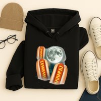 Three Glizzy Moon Funny 3 Howling Hotdogs Cursed Hoodie