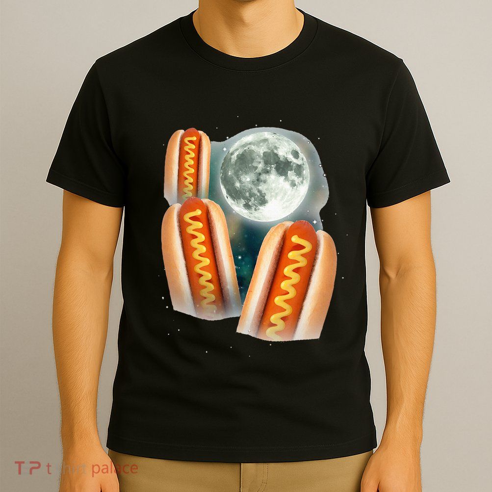 Three Glizzy Moon Funny 3 Howling Hotdogs Cursed T-Shirt