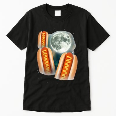 Three Glizzy Moon Funny 3 Howling Hotdogs Cursed Tall T-Shirt
