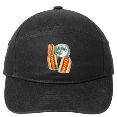 Three Glizzy Moon Funny 3 Howling Hotdogs Cursed 7-Panel Snapback Hat