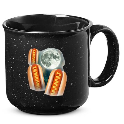 Three Glizzy Moon Funny 3 Howling Hotdogs Cursed 15oz Campfire Ceramic Mug