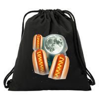 Three Glizzy Moon Funny 3 Howling Hotdogs Cursed Drawstring Bag