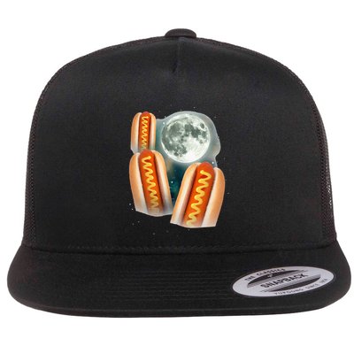 Three Glizzy Moon Funny 3 Howling Hotdogs Cursed Flatbill Hat