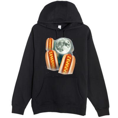 Three Glizzy Moon Funny 3 Howling Hotdogs Cursed Premium Pullover Hoodie