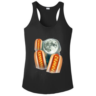 Three Glizzy Moon Funny 3 Howling Hotdogs Cursed Ladies PosiCharge Competitor Racerback Tank