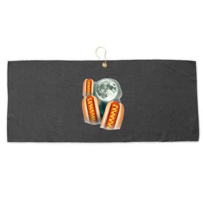 Three Glizzy Moon Funny 3 Howling Hotdogs Cursed Large Microfiber Waffle Golf Towel
