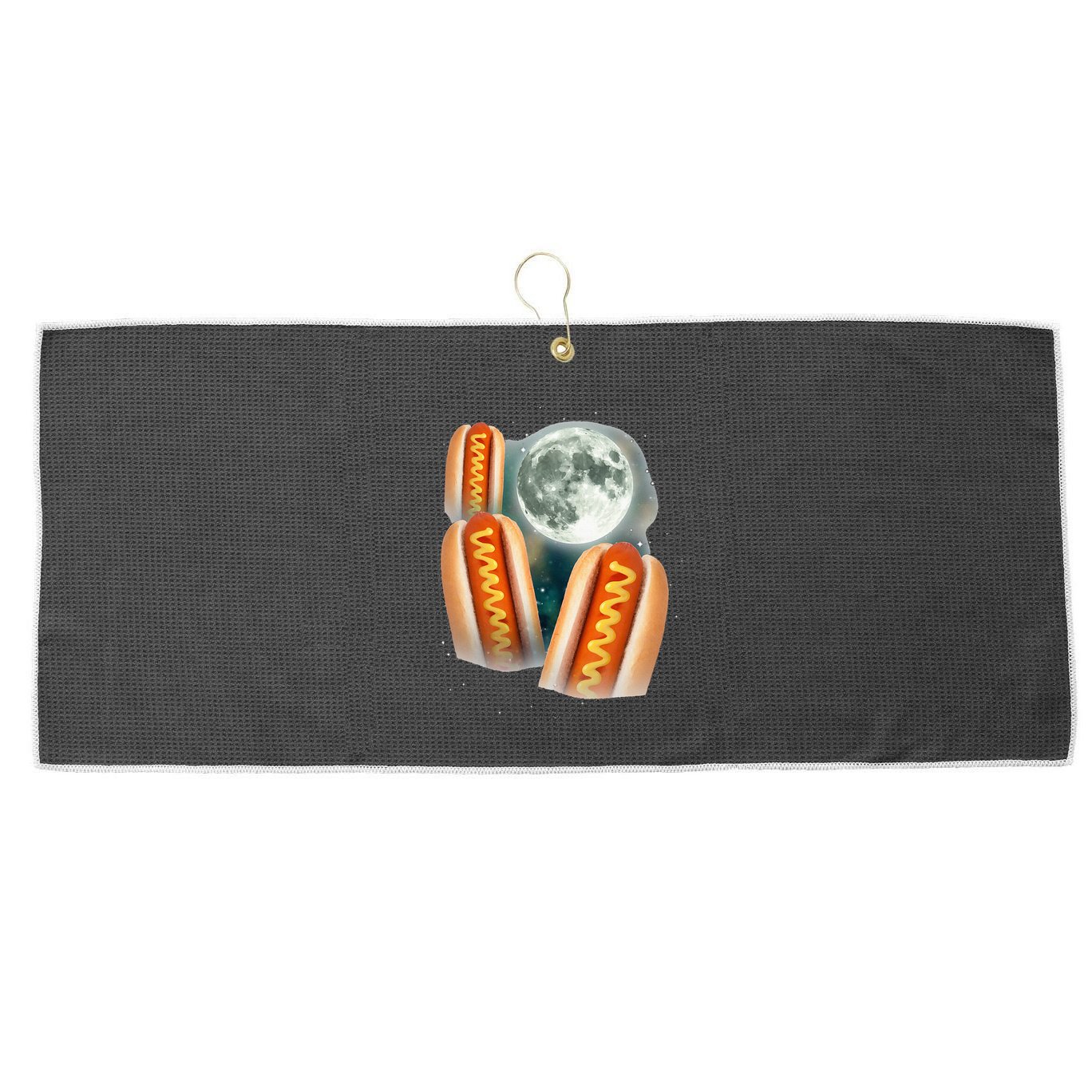 Three Glizzy Moon Funny 3 Howling Hotdogs Cursed Large Microfiber Waffle Golf Towel