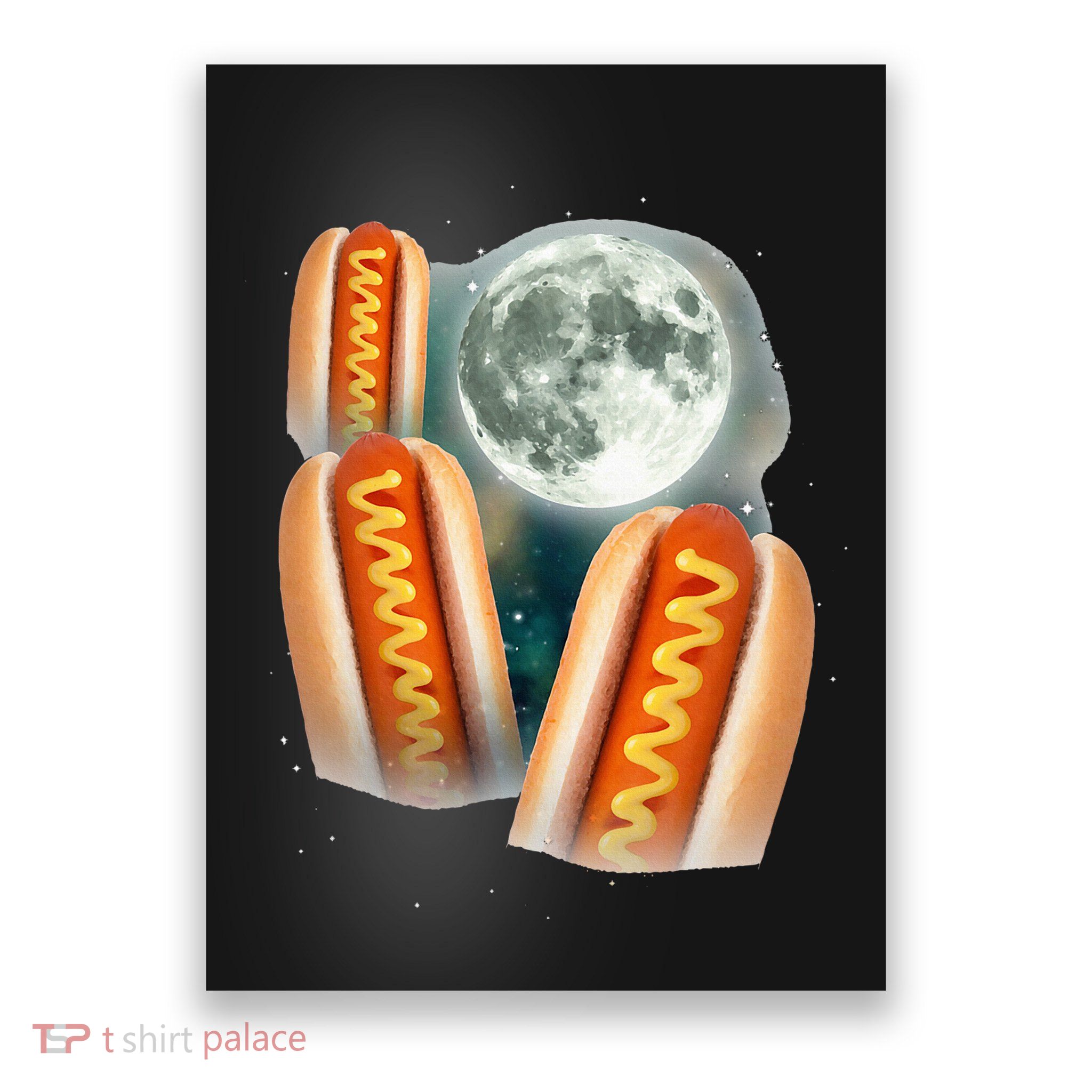 Three Glizzy Moon Funny 3 Howling Hotdogs Cursed Poster