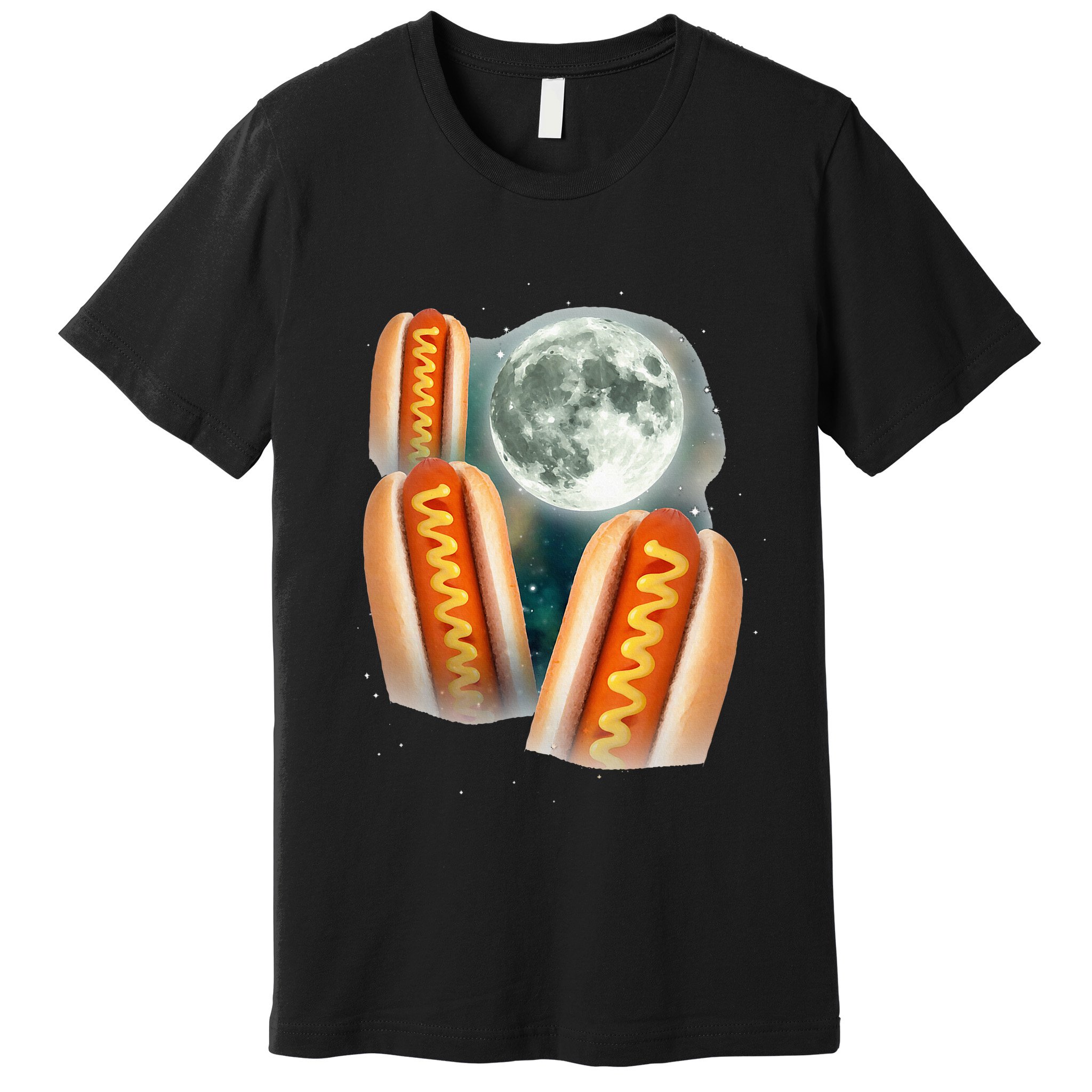 Three Glizzy Moon Funny 3 Howling Hotdogs Cursed Premium T-Shirt
