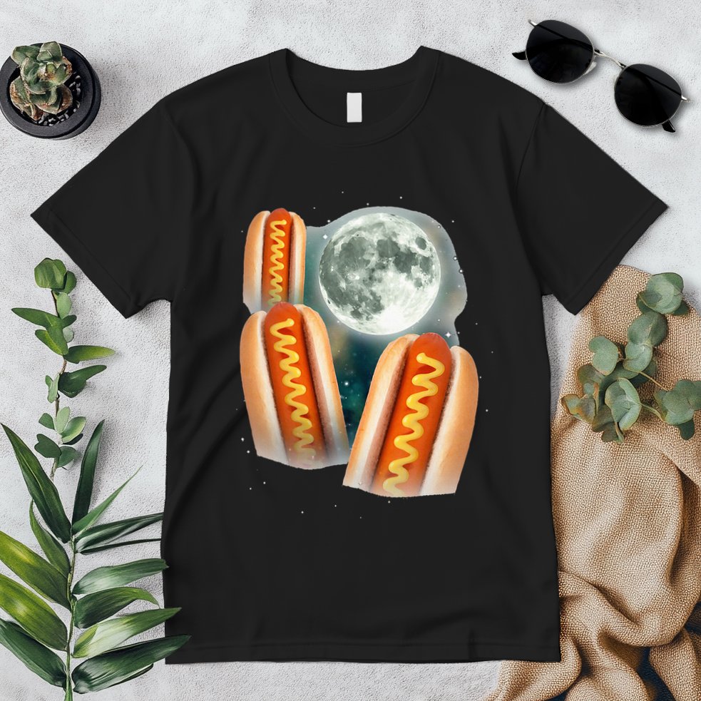 Three Glizzy Moon Funny 3 Howling Hotdogs Cursed Premium T-Shirt