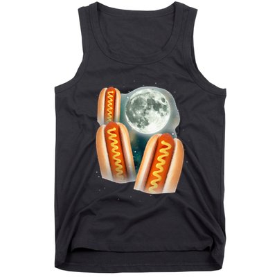 Three Glizzy Moon Funny 3 Howling Hotdogs Cursed Tank Top