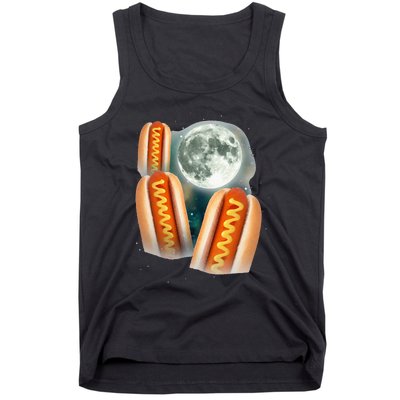 Three Glizzy Moon Funny 3 Howling Hotdogs Cursed Tank Top