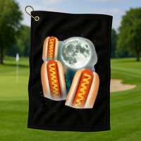 Three Glizzy Moon Funny 3 Howling Hotdogs Cursed Golf Towel