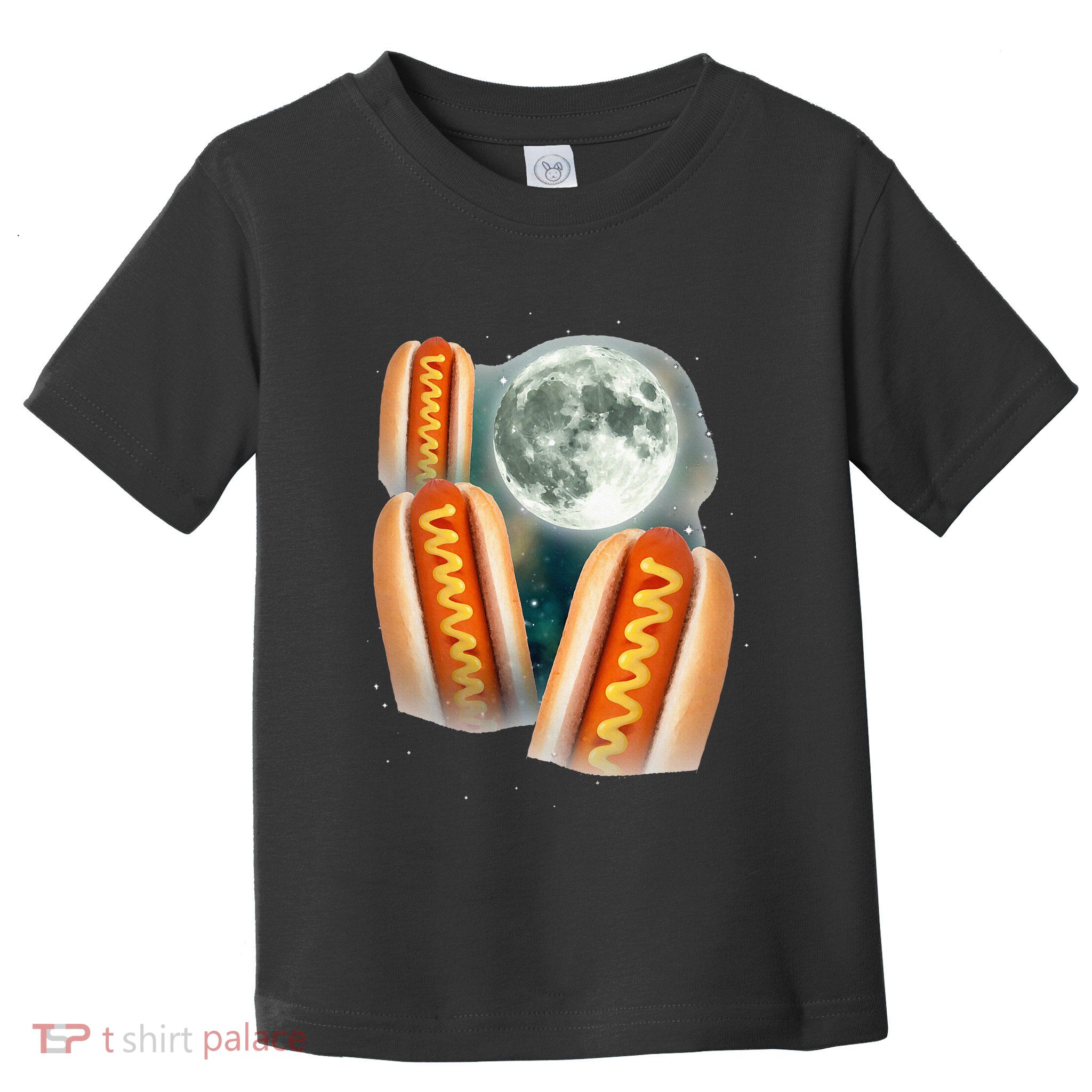 Three Glizzy Moon Funny 3 Howling Hotdogs Cursed Toddler T-Shirt