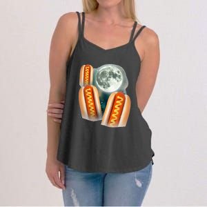 Three Glizzy Moon Funny 3 Howling Hotdogs Cursed Women's Strappy Tank