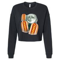 Three Glizzy Moon Funny 3 Howling Hotdogs Cursed Cropped Pullover Crew