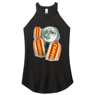 Three Glizzy Moon Funny 3 Howling Hotdogs Cursed Women's Perfect Tri Rocker Tank