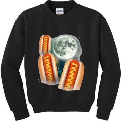 Three Glizzy Moon Funny 3 Howling Hotdogs Cursed Kids Sweatshirt
