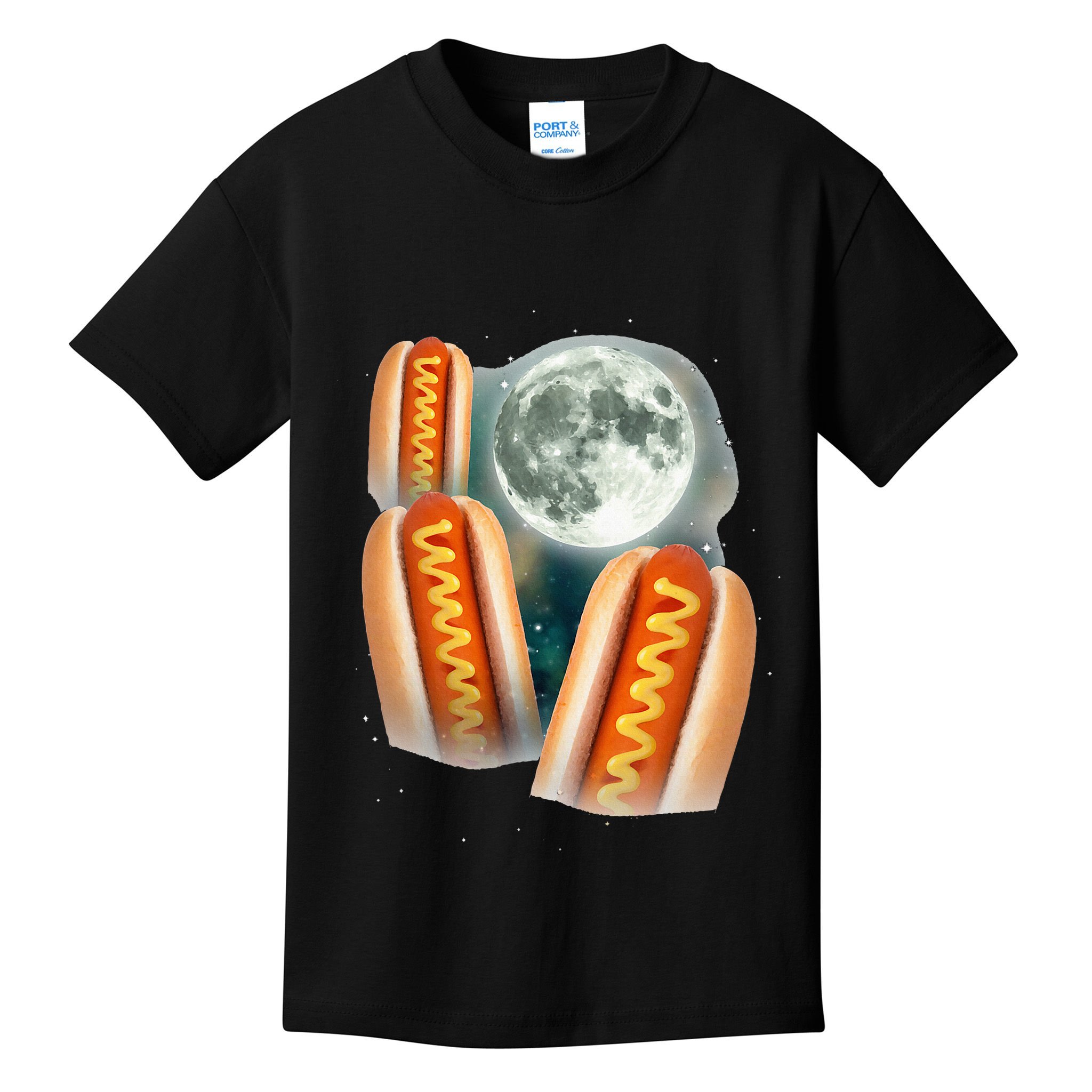 Three Glizzy Moon Funny 3 Howling Hotdogs Cursed Kids T-Shirt