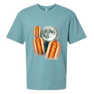 Three Glizzy Moon Funny 3 Howling Hotdogs Cursed Sueded Cloud Jersey T-Shirt
