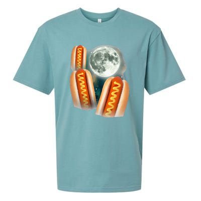 Three Glizzy Moon Funny 3 Howling Hotdogs Cursed Sueded Cloud Jersey T-Shirt