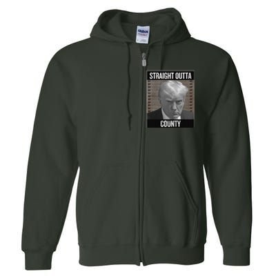 Trump Gangsta Mugshot Straight Outta County Full Zip Hoodie