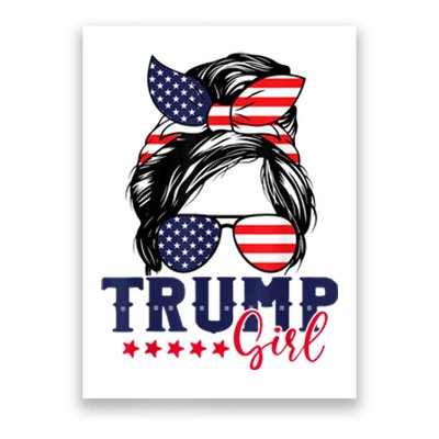 Trump Girl Messy Bun Trump 2024 Election American Flag Poster