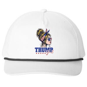 Trump Girl Messy Bun Trump 2024 Election American Flag Snapback Five-Panel Rope Hat