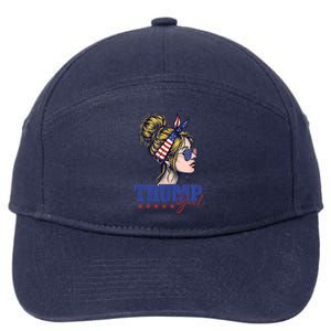 Trump Girl Messy Bun Trump 2024 Election American Flag 7-Panel Snapback Hat