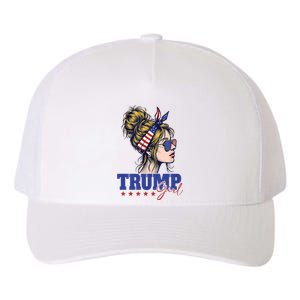 Trump Girl Messy Bun Trump 2024 Election American Flag Yupoong Adult 5-Panel Trucker Hat