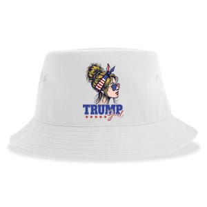 Trump Girl Messy Bun Trump 2024 Election American Flag Sustainable Bucket Hat