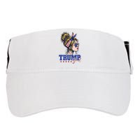 Trump Girl Messy Bun Trump 2024 Election American Flag Adult Drive Performance Visor