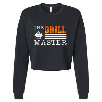 The Grill Master Bbq Barbecue Grillfather Grilling Sausage Gift Cropped Pullover Crew