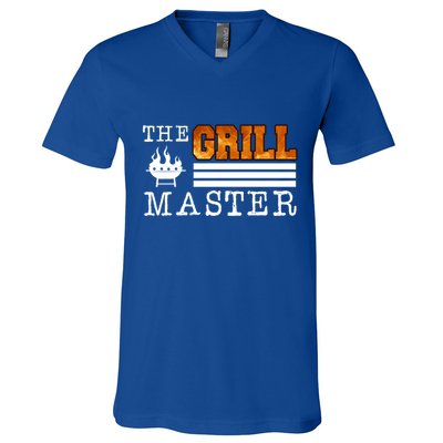 The Grill Master Bbq Barbecue Grillfather Grilling Sausage Gift V-Neck T-Shirt