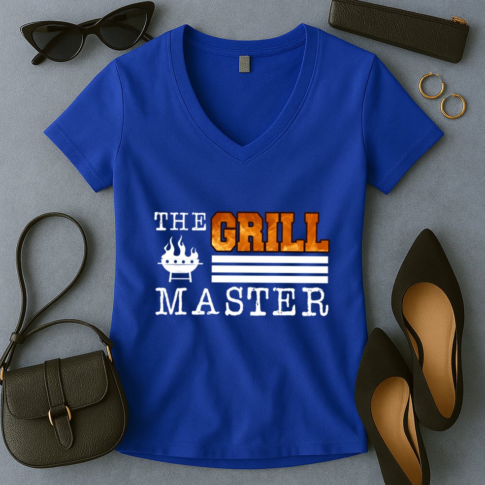 The Grill Master Bbq Barbecue Grillfather Grilling Sausage Gift Women's V-Neck T-Shirt