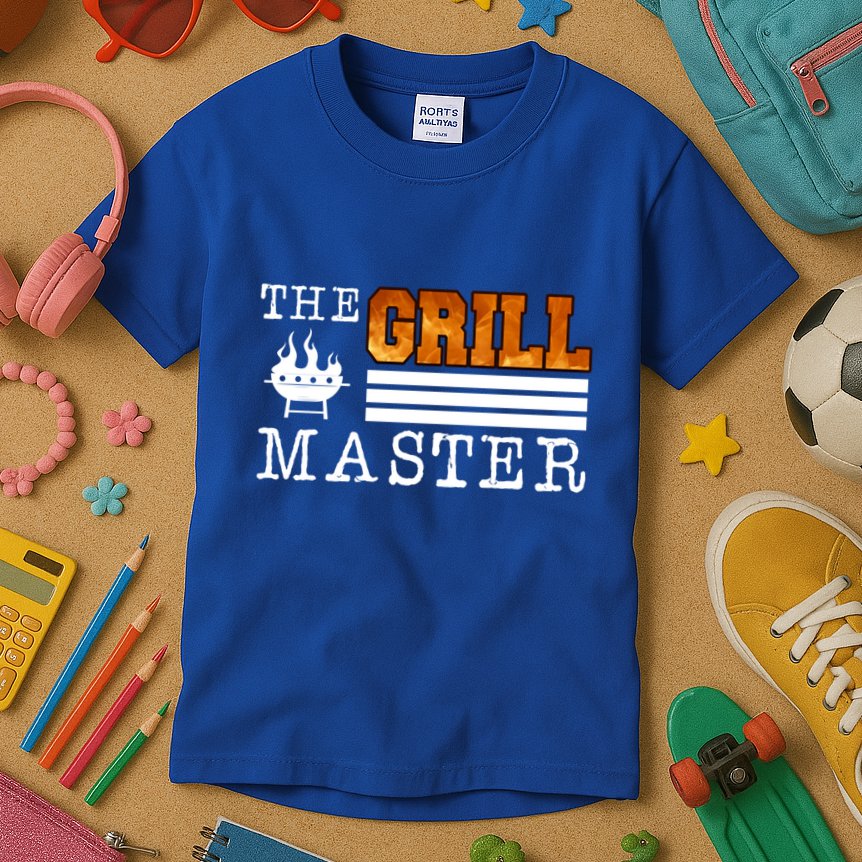 The Grill Master Bbq Barbecue Grillfather Grilling Sausage Gift Kids T-Shirt